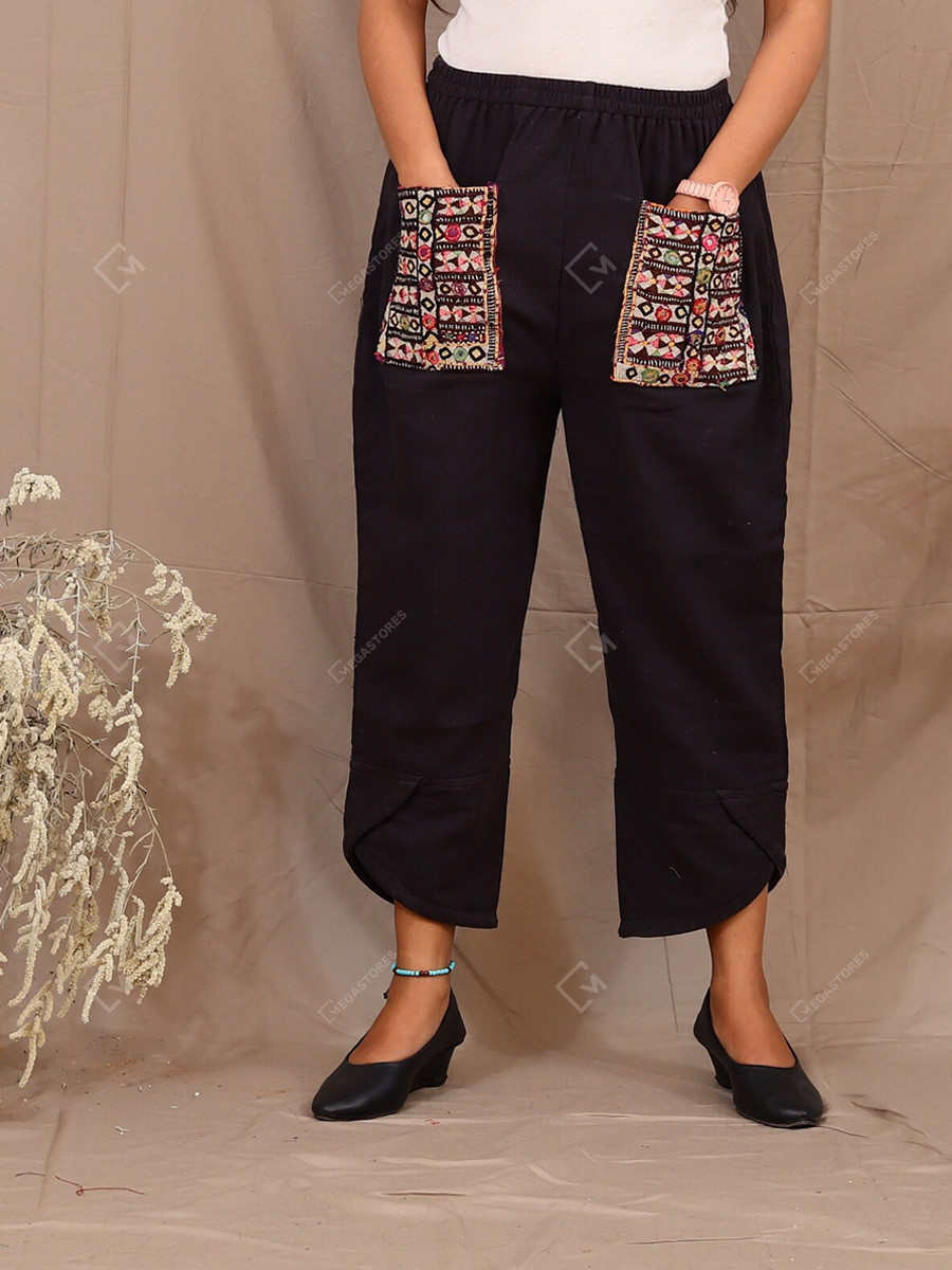 eaphi PATCH WORK EMBROIDERY PANTS ブラック eaphi PATCH WORK EMBROIDERY PANTS EMBROIDERY PATCH WORK DIY LACE